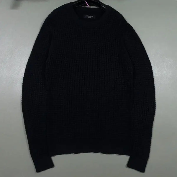 [BUNJANG] AllSaints Karg Crew Wool Waffle Knit Sweater Black / M) 올세인츠 카르그 크루 울 모 와플 니트 스웨터 블랙 희귀