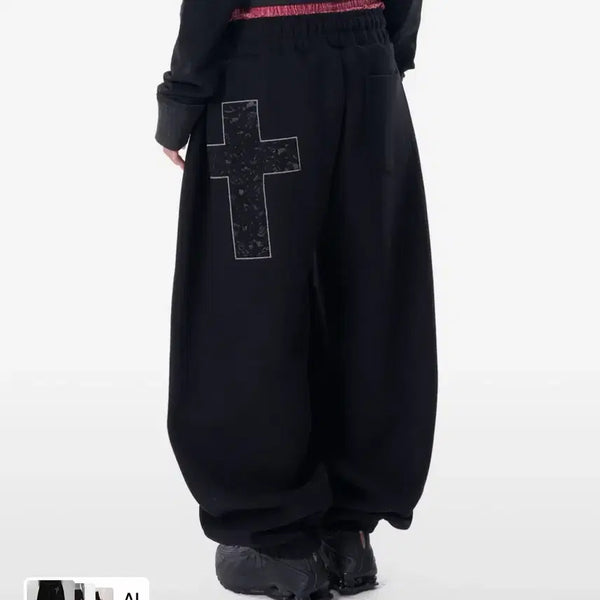 [BUNJANG] AKAM Laced CROS2 Patch Sweatpants (Black) / Laced CROS2 Patch Sweatpants (Black)
