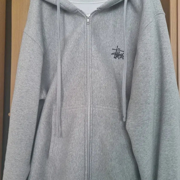 [BUNJANG] Stussy Hooded Zip-Up Sweatshirt Grey / 스투시 후드 집업 그레이