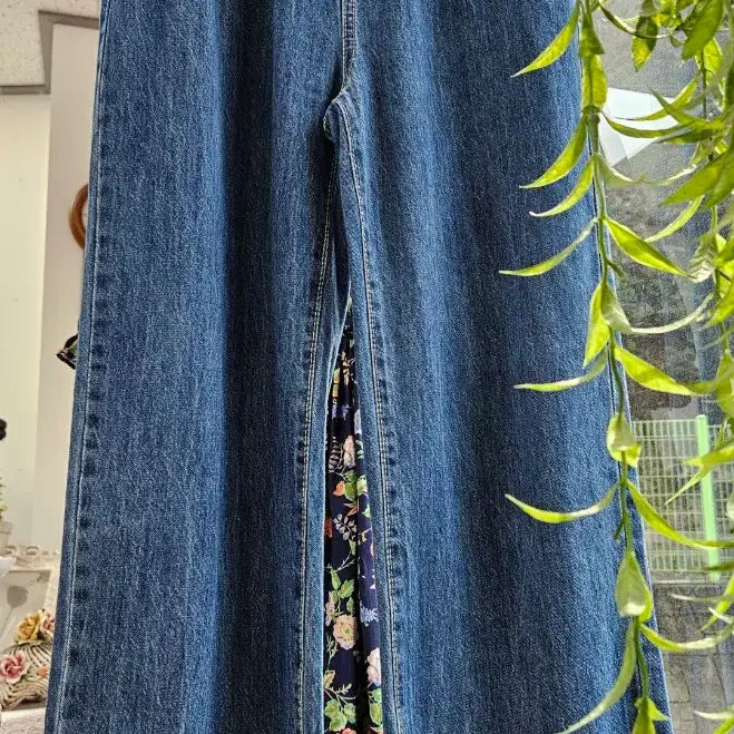 [BUNJANG] Wide Denim Pants with Elastic Waistband / [새상품]와이드 데님 밴딩 바지