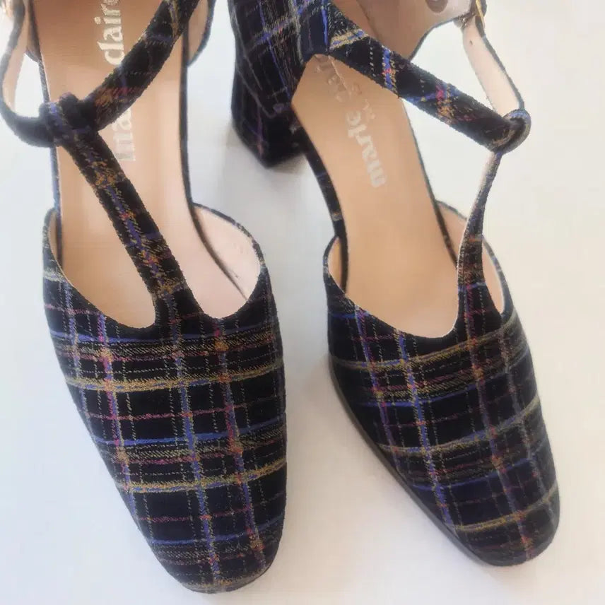 [BUNJANG] Marie Claire Check Strap Shoes / 마리끌레르 체크 스트랩 구두