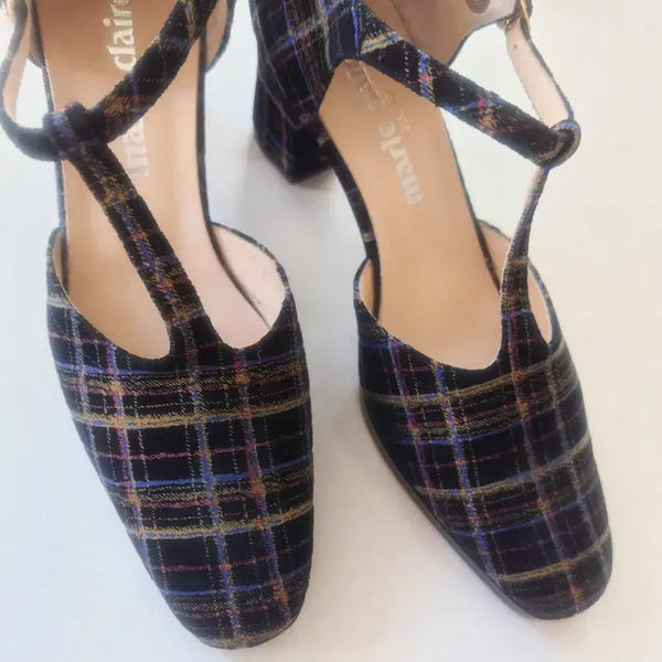 [BUNJANG] Marie Claire Check Strap Shoes / 마리끌레르 체크 스트랩 구두