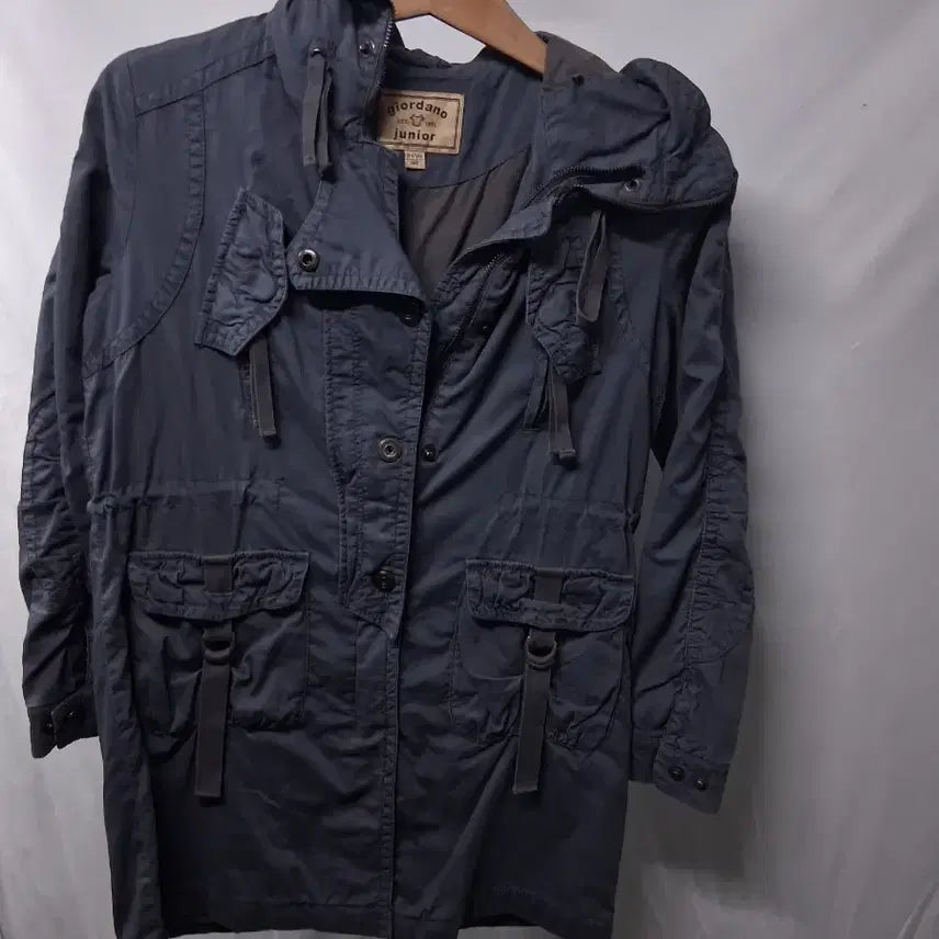 [BUNJANG] Giordano Junior Hooded Field Jacket Navy 140 / 지오다노 주니어 후드 야상 점퍼 네이비140