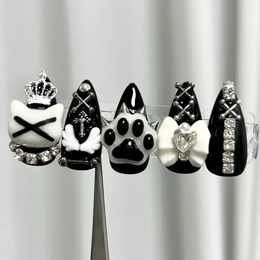 [BUNJANG] Handmade Cat "Jirai Kei" Style Nail Tips / 고양이 지뢰계 수제 네일팁