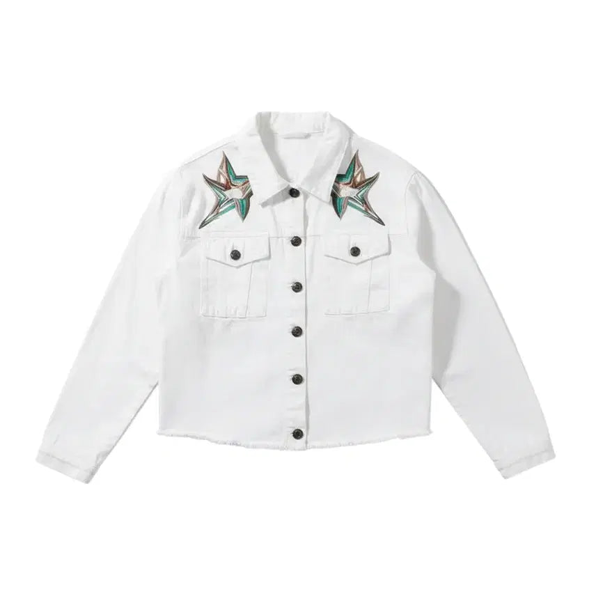 [BUNJANG] Floral White Cotton Jacket / 여성F/ 플로럴 화이트 코튼자켓