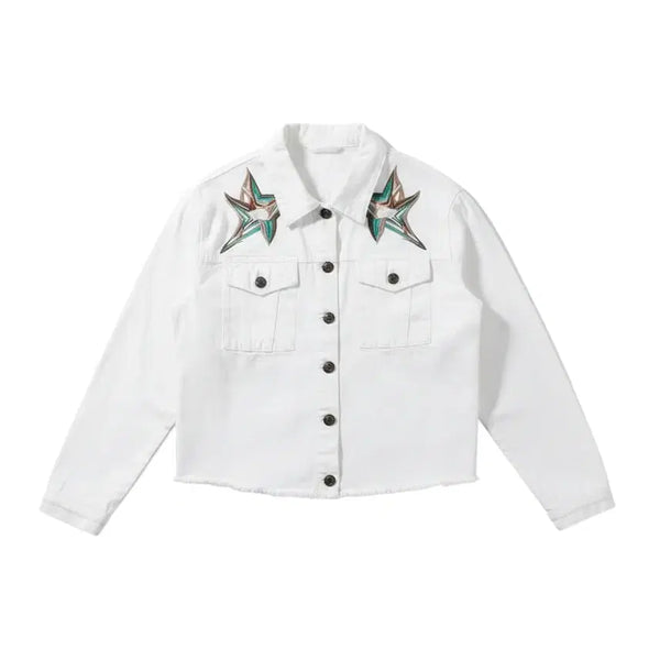 [BUNJANG] Floral White Cotton Jacket / 여성F/ 플로럴 화이트 코튼자켓