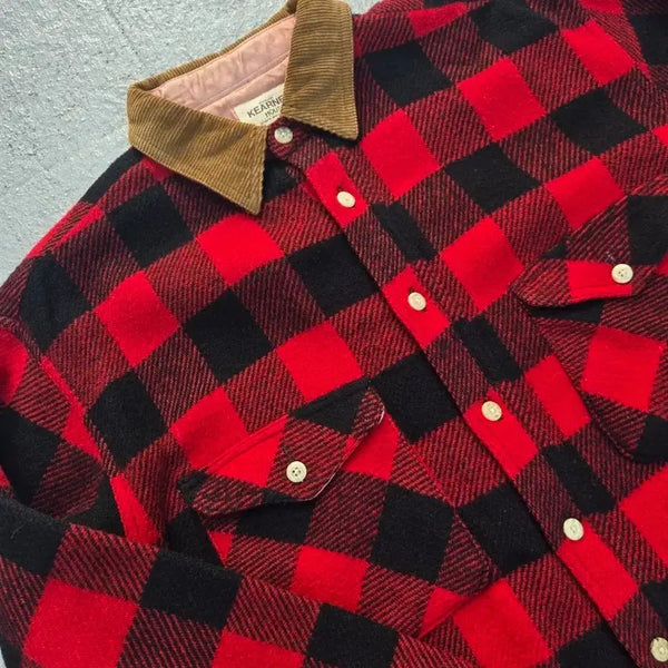 [BUNJANG] Kearney House Colorblock Wool Shirt / Kearney house 커니하우스 아메카지 배색 카라 울 셔츠