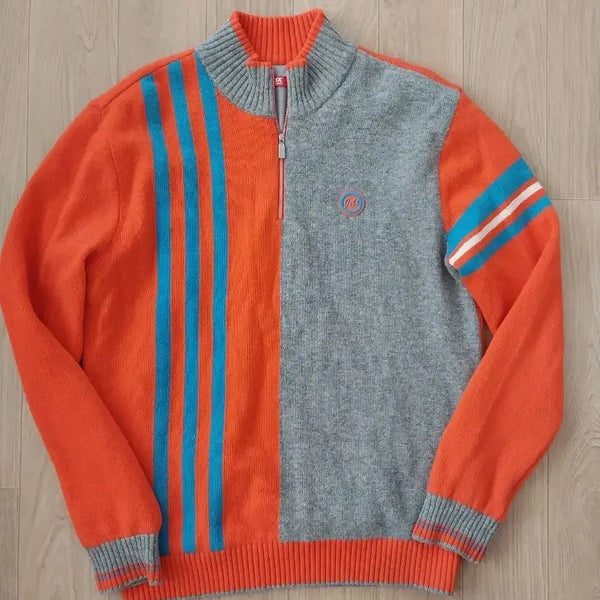 [BUNJANG] JDX Men's Golf Knit Sweater 100% Wool Orange/Grey / 17. 남성 JDX 골프티셔츠 바람막이니트 울100% 100