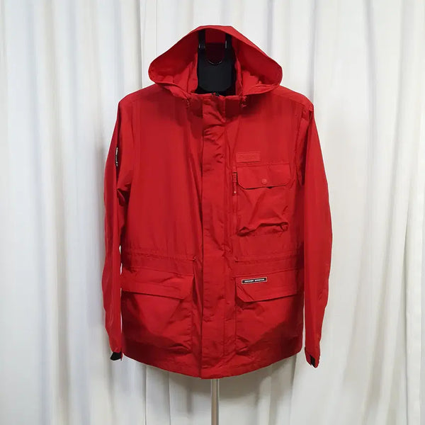 [BUNJANG] Discovery Men's Red Hooded Hiking Jacket Size 105 / 디스커버리 남성 등산 자켓 후드탈부착 레드 105 오일장