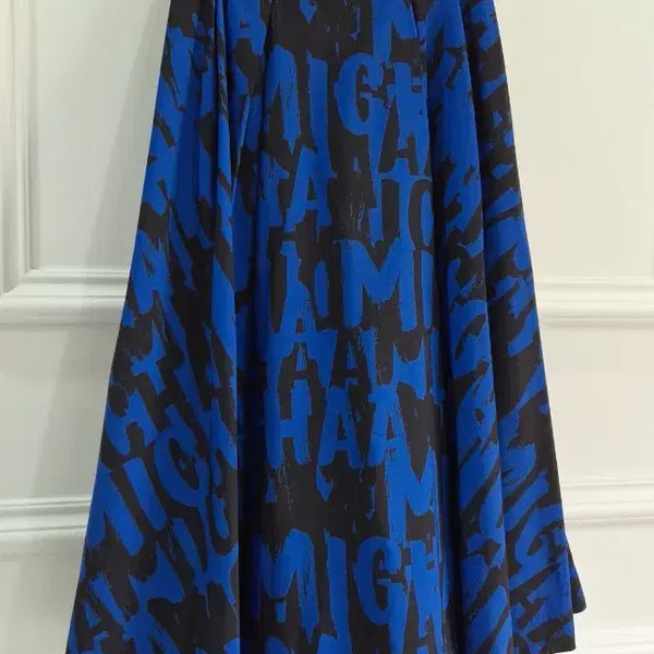 [BUNJANG] Misha Lettering Long Skirt Blue/Black / 미샤  스커트 블루/블랙 레터링