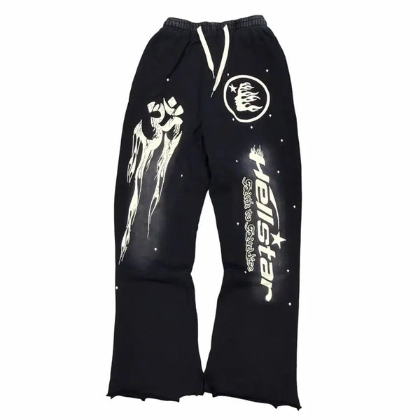 [BUNJANG] Hellstar Black Bootcut Sweatpants L / Hellstar 헬스타 블랙 부츠컷 스웻팬츠 L