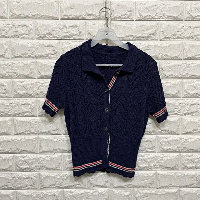 [BUNJANG] Short Sleeve Knit Cardigan / 3568) 반팔 니트 가디건