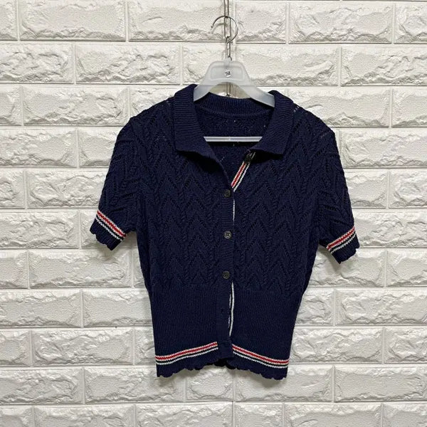 [BUNJANG] Short Sleeve Knit Cardigan / 3568) 반팔 니트 가디건