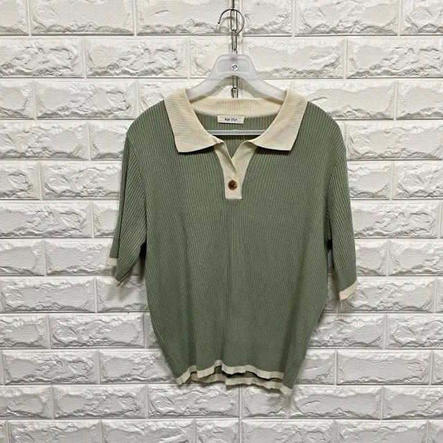 [BUNJANG] Short Sleeve Knit T-shirt / 3574) 반팔 니트티셔츠