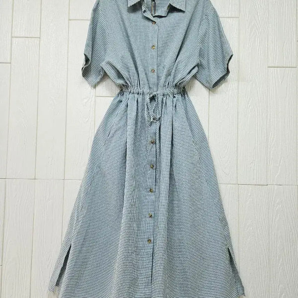 [BUNJANG] Check String Cotton Dress / 체크스트링 면원피스