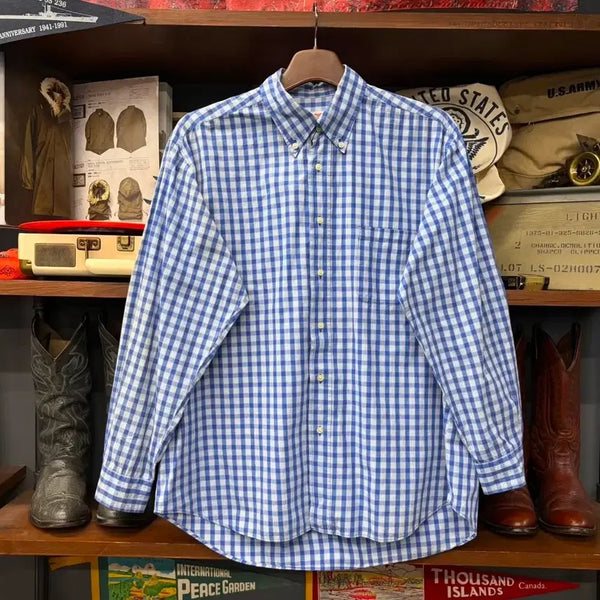 [BUNJANG] McGregor 90s French Blue Gingham Check Button-Down Shirt / 90s 맥그리거 프렌치블루 깅엄체크 버튼다운 셔츠 N2373