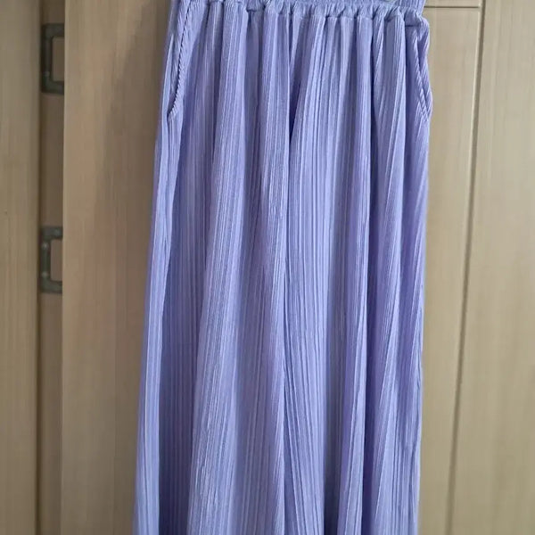 [BUNJANG] Pleated Wide Leg Pants Lavender / 국산플리츠 와이드 팬츠 라벤더