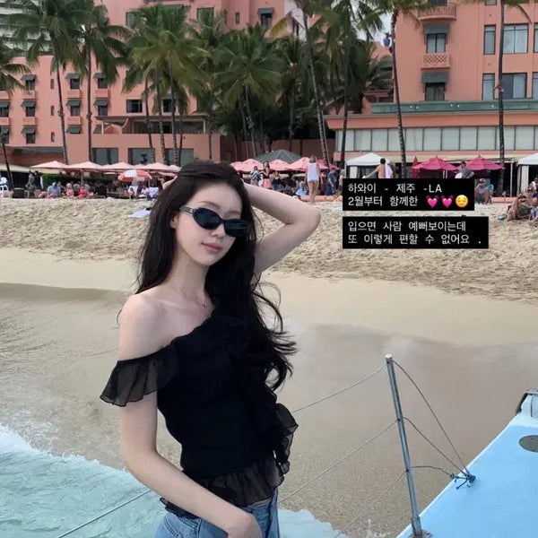 [BUNJANG] Leplein Ruby Blouse Black S / 르플레인 루비 블라우스 블랙 S