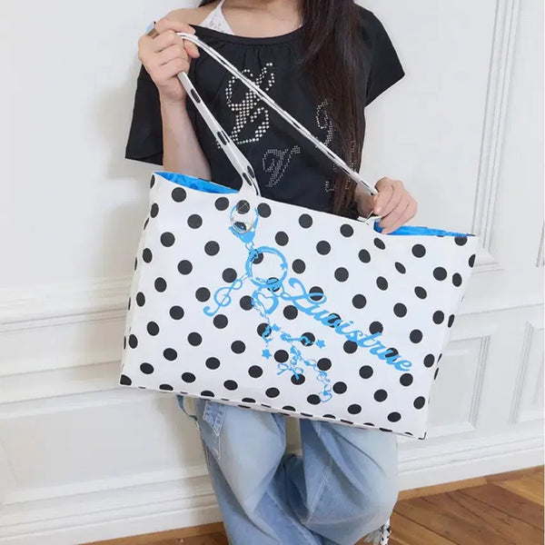 [BUNJANG] SY Dot Pattern Tote Bag (White) / SY KEYRING TOTE BAG(WHITE)