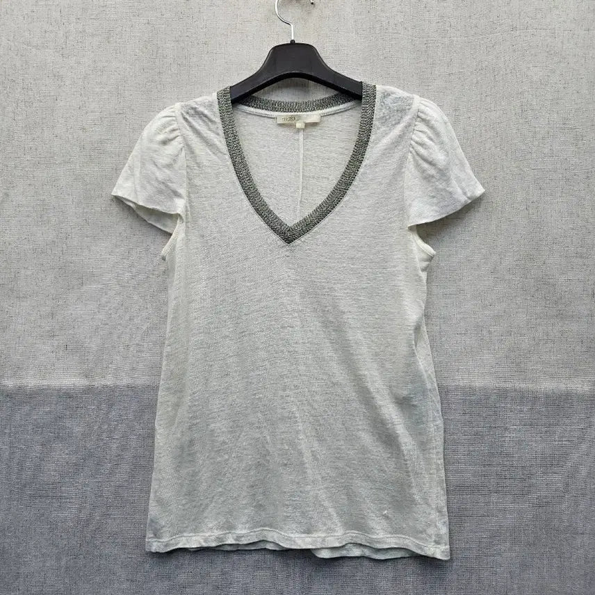 [BUNJANG] Maje V-Neck Short Sleeve T-Shirt / maje 브이넥 여성 반팔티 .434
