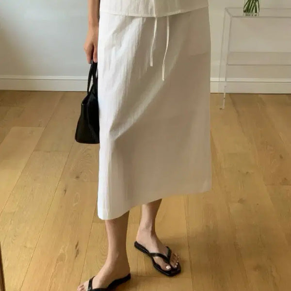 [BUNJANG] Libre Paper White Long Skirt / 리브레 페이퍼 화이트 롱 스커트