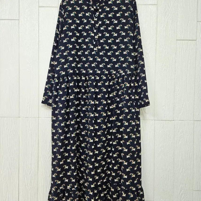 [BUNJANG] Navy Patterned Dress (Plus Size) / 빅사이즈 네이비무늬원피스