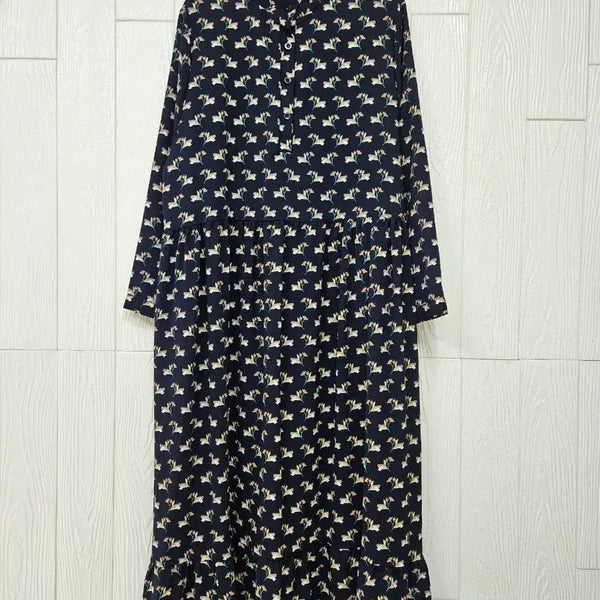 [BUNJANG] Navy Patterned Dress (Plus Size) / 빅사이즈 네이비무늬원피스