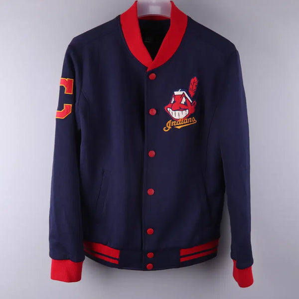 [BUNJANG] MLB Navy Red Cotton Blend Varsity Jacket (Size 95) / MLB 엠엘비 네이비 레드 코튼 혼방 바시티자켓 스타디움점퍼 (95)