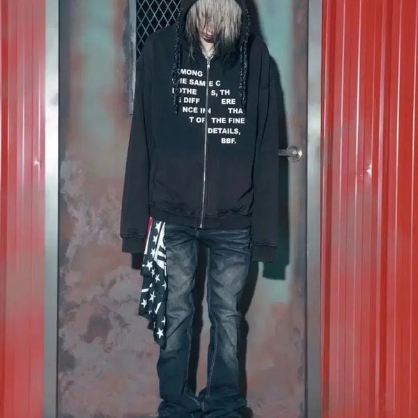 [BUNJANG] Vivafox Reggae Stripe Double Zip-Up Hoodie / 비바프 레게 스트라이프 더블집업 후디
