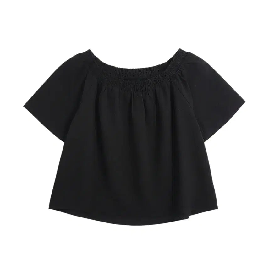 [BUNJANG] 1987 Collection Waffle Short Sleeve Blouse - Black / 여성F/ 1987컬렉션 와플 반팔 블라우스BK
