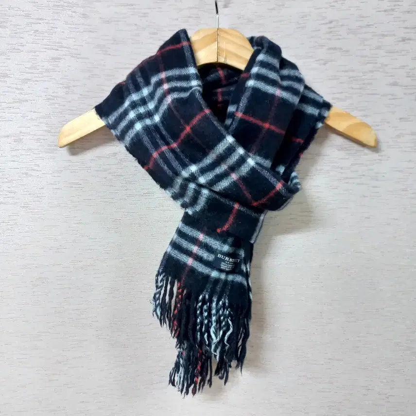 [BUNJANG] DandyHara Navy Check 100% Cashmere Scarf / B8-19/네이비 체크 캐시미어 머플러