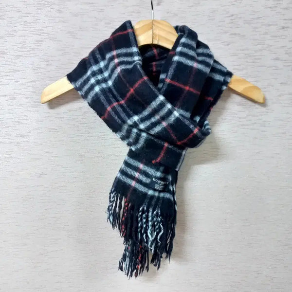 [BUNJANG] DandyHara Navy Check 100% Cashmere Scarf / B8-19/네이비 체크 캐시미어 머플러