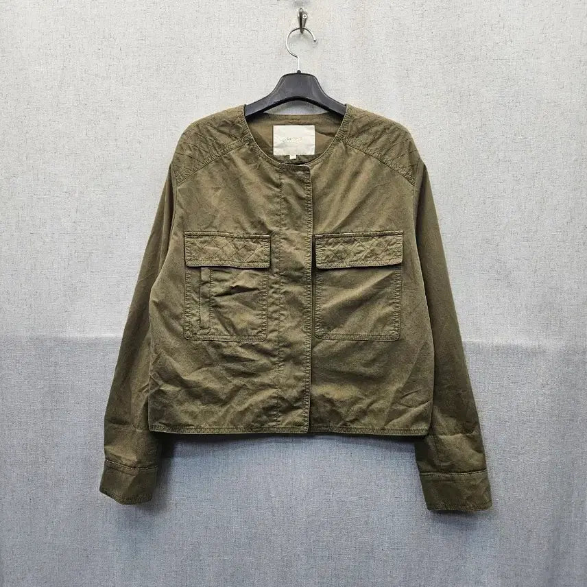 [BUNJANG] Maje Khaki Collarless U-Neck Jacket / maje 노카라 유넥 카키 자켓 .435