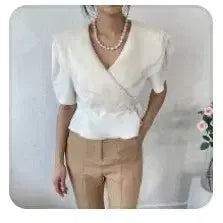[BUNJANG] Organza Satin Blouse / 오간자블라우스 하객룩 새틴블라우스