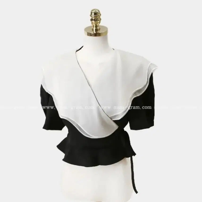 [BUNJANG] D'Oev Organza Satin Blouse / 오간자 블라우스 새틴 드오브 하객룩블라우스