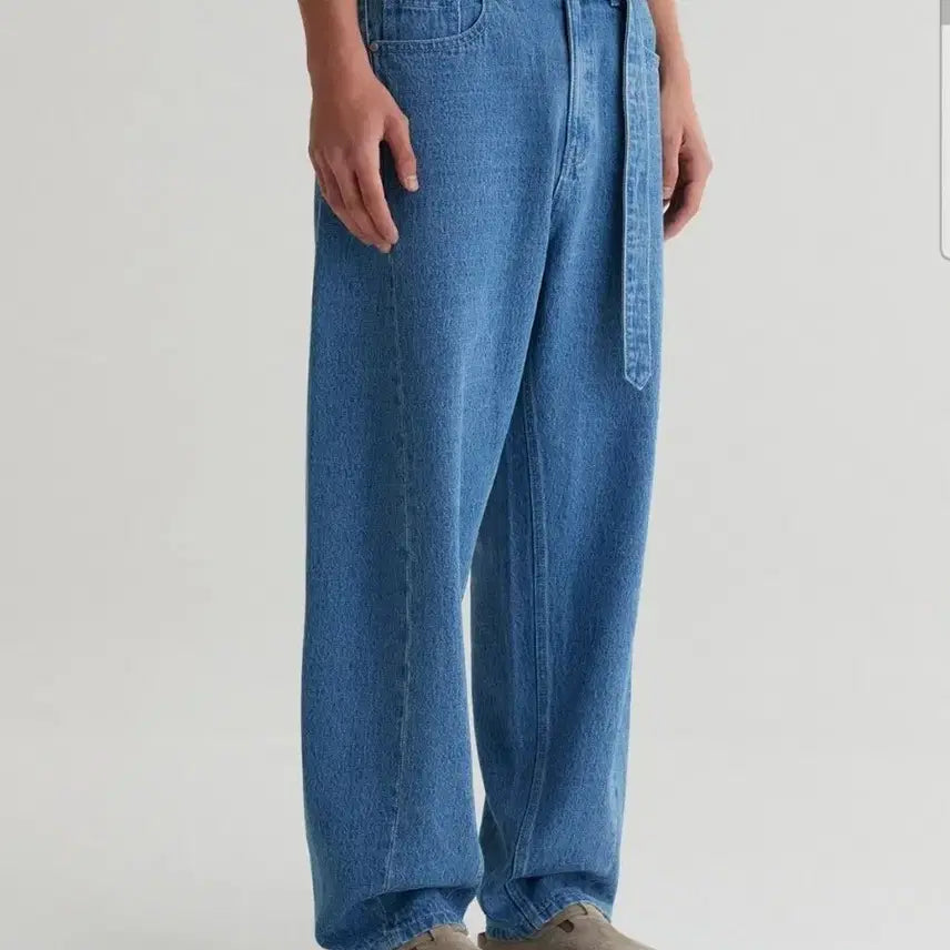 [BUNJANG] SUARE Curved Belted Denim Pants / M)수아레 커브드 벨티드 데님팬츠