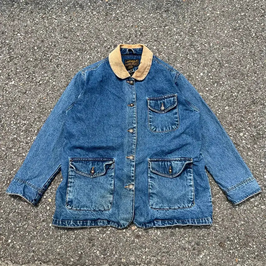 [BUNJANG] Eddie Bauer 80s Wool Lined Denim Coverall Jacket / 80s 에디 바우어 울 라이닝 데님 커버올 자켓