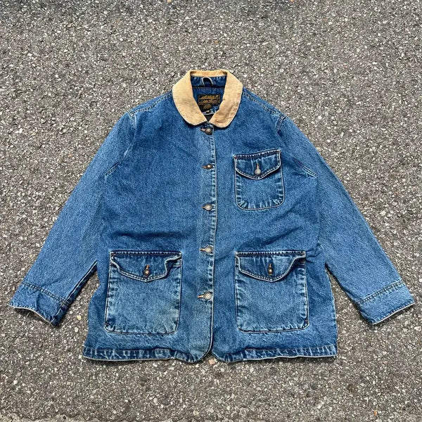 [BUNJANG] Eddie Bauer 80s Wool Lined Denim Coverall Jacket / 80s 에디 바우어 울 라이닝 데님 커버올 자켓