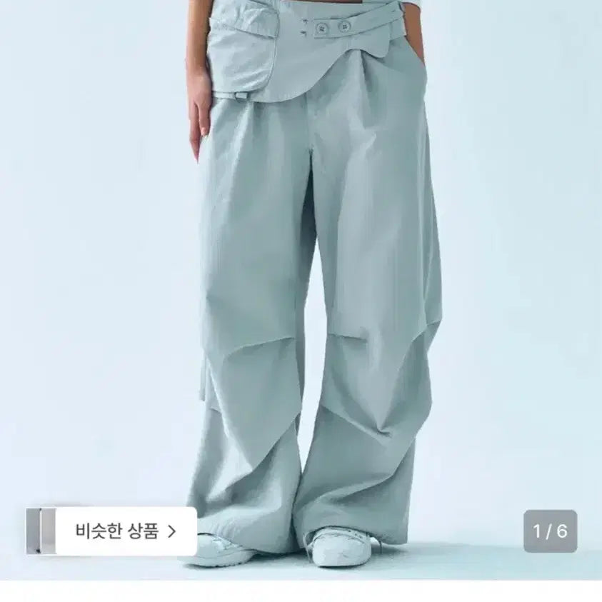 [BUNJANG] Duomio Washing Belt Bag Pants Light Grey / 미개봉) 뚜오미오 워싱 벨트백 팬츠 라이트 그레이