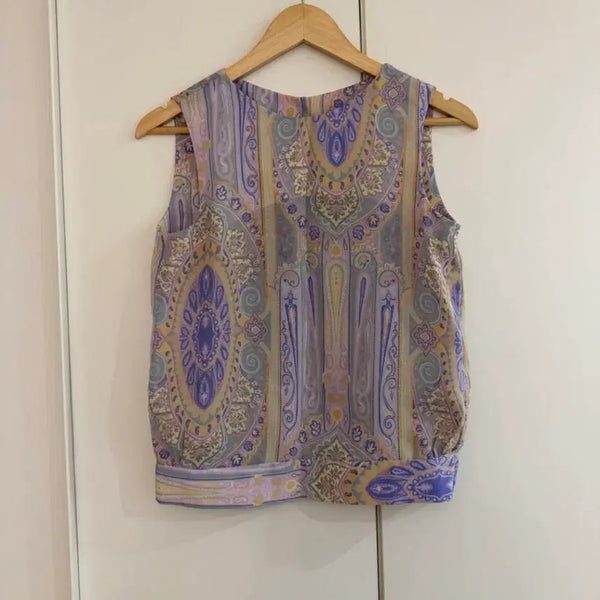 [BUNJANG] Women's Sleeveless Paisley Pattern Blouse (Size S) / 여성 민소매 블라우스 페이즐리 패턴 s