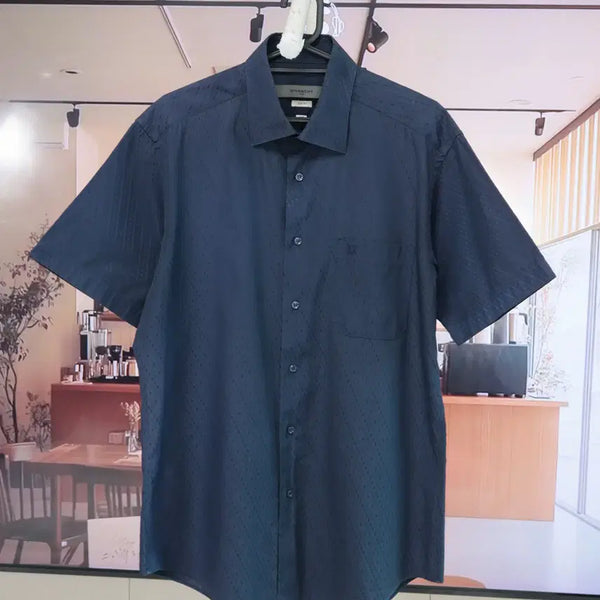 [BUNJANG] Givenchy Navy 4G Embroidered Short-Sleeve Shirt / 정품 GIVENCHY 지방시 네이비 반팔 셔츠 100