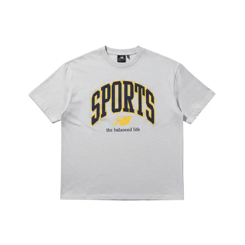 [BUNJANG] New Balance Melange Grey Short-Sleeve T-Shirt Men's M / 남성M/ 뉴발란스 멜란지 그레이 반팔티셔츠