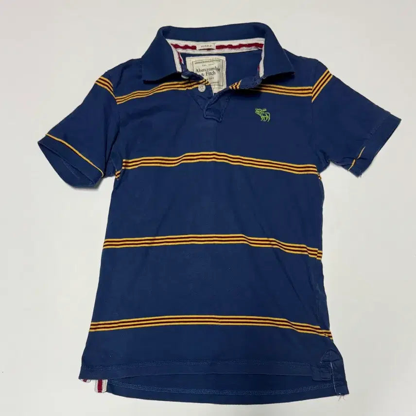 [BUNJANG] Abercrombie Striped Short-Sleeve Polo T-Shirt (M) / 공용!! 아베크롬비 귀여운 스트라이프 반팔 카라 티셔츠 M