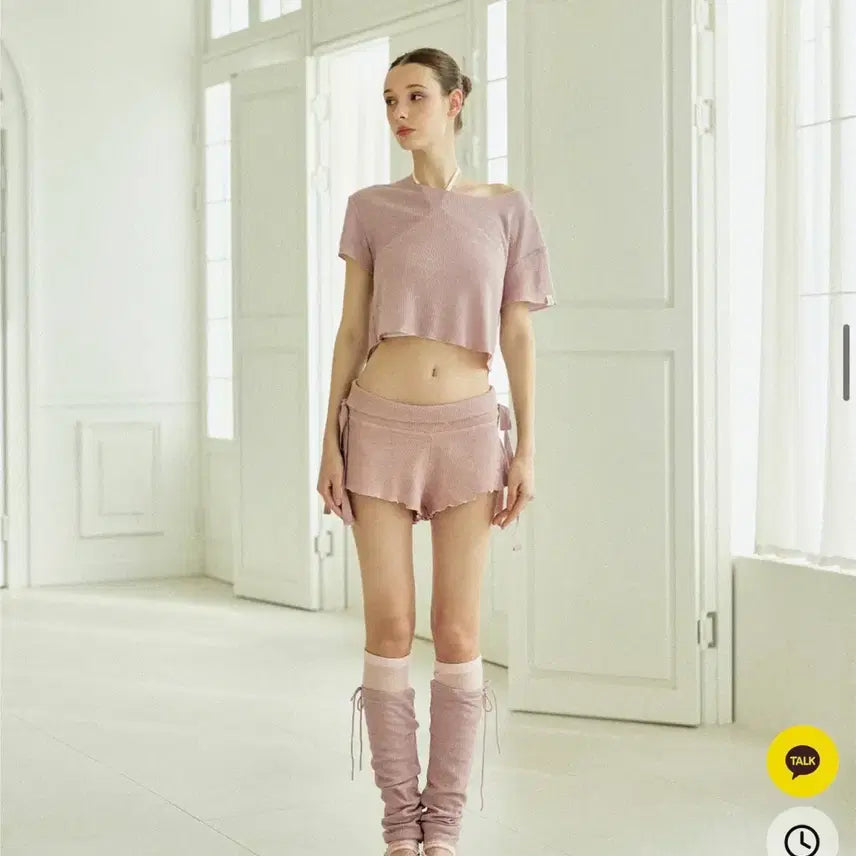 [BUNJANG] Debiwear Mellow Waffle Ballet Set - Indie Pink / 데비웨어 발레복 세트 인디핑크 멜로우 와플 세트