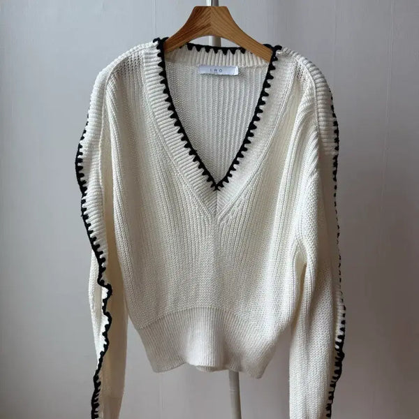 [BUNJANG] IRO Knit Ivory with Black Trim / 이로 니트