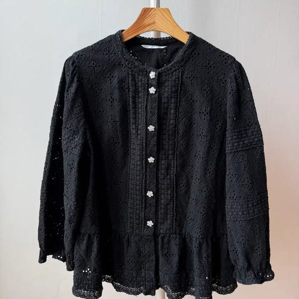 [BUNJANG] Givy Black Lace Blouse / givy 기비 블라우스