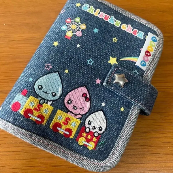 [BUNJANG] Denim Fabric Character Embroidered 6-Ring Binder Diary / 데님 청 원단 캐릭터 자수 6공 바인더 다이어리