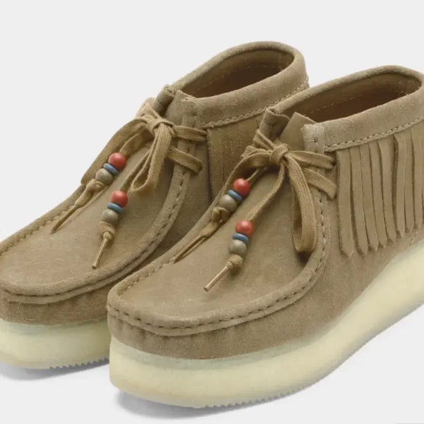 [BUNJANG] Clarks Wallabee Wedge Fringe Women's Boots Beige Suede / 클락스 왈라비 웻지 프린지 우먼 235 -240