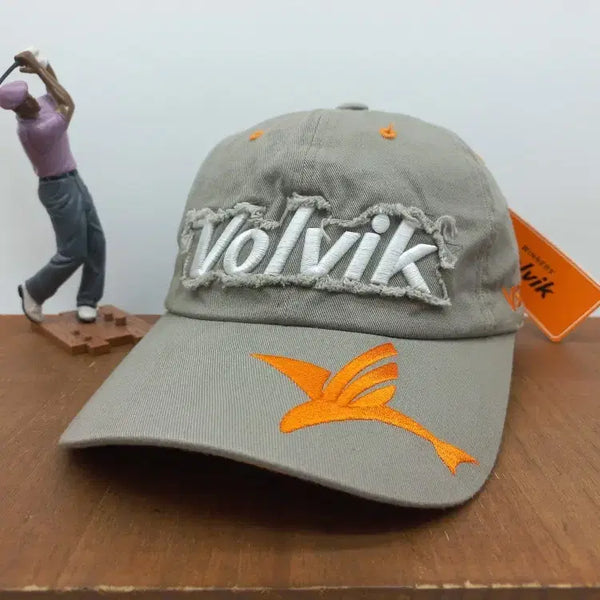 [BUNJANG] Volvik Vintage Lettering Logo Baseball Golf Cap Khaki / [새상품] 볼빅 Volvik 오피셜 빈티지 레터링 로고 야구 모자 골프 캡 카키