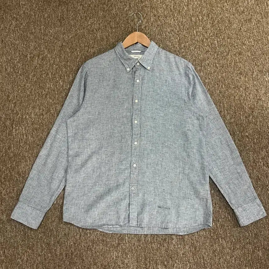 [BUNJANG] Henry Cotton's Linen Check Shirt Blue / 헨리코튼 린넨 체크셔츠 105 블루